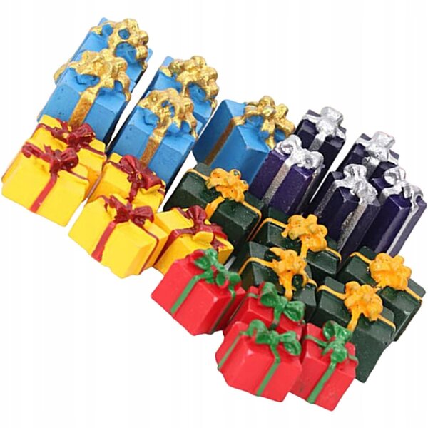 Set di 25 Mini Scatole Regalo in Resina per Decorazione Mini Case Multicolore