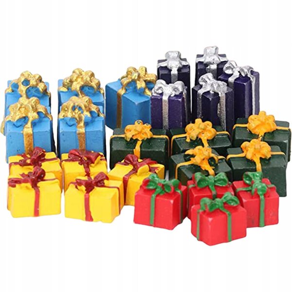 Set di 25 Mini Scatole Regalo in Resina per Decorazione Mini Case Multicolore