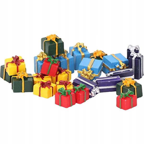 Set di 25 Mini Scatole Regalo in Resina per Decorazione Mini Case Multicolore