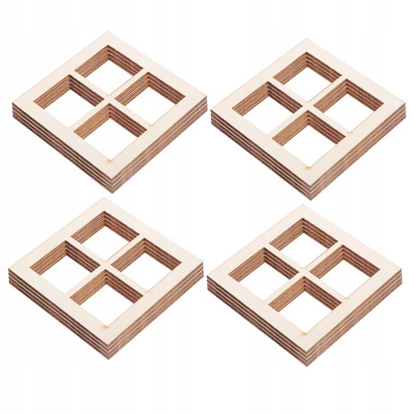 Set 24 Mini Finestre in Legno per Casa delle Bambole, Realistiche e Stilizzate