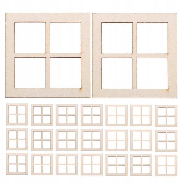 Set 24 Mini Finestre in Legno per Casa delle Bambole, Realistiche e Stilizzate
