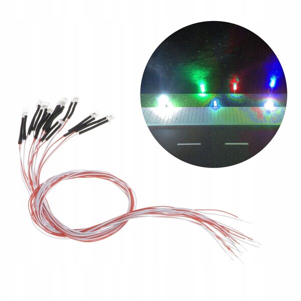 10 Stück 3 mm vorverkabelte RGB-LEDs 12 Zoll mit schnellem Farbwechsel 3 V