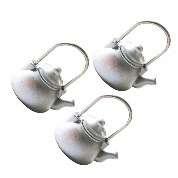 Set 3 Miniature Teiere Argento per Arredamento Casa delle Bambole