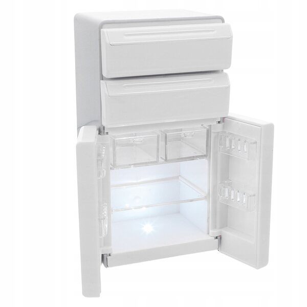 Mini frigorifero e congelatore giocattolo bianco con luce per casa delle bambole