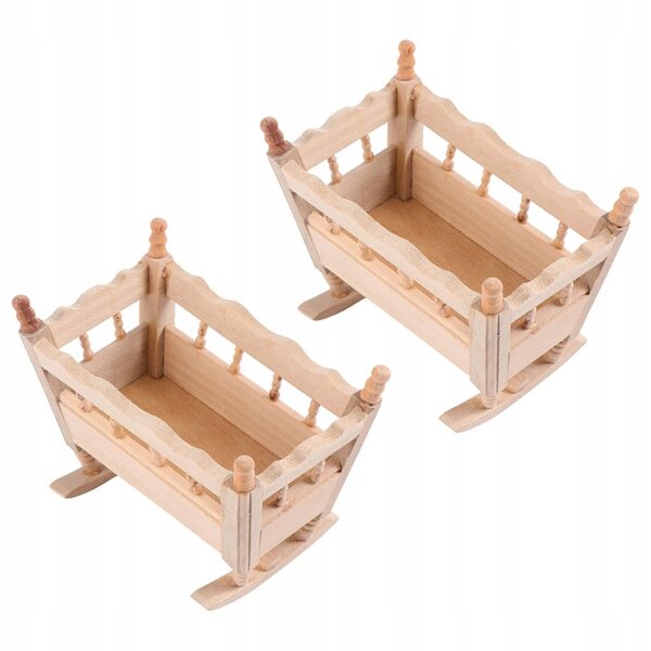 Lot de 2 mini berceaux en bois pour décoration de poupées et jeux d'enfants