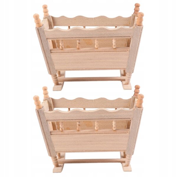 Set 2 Mini Culle in Legno per Bambole Decorazione e Gioco Bambini