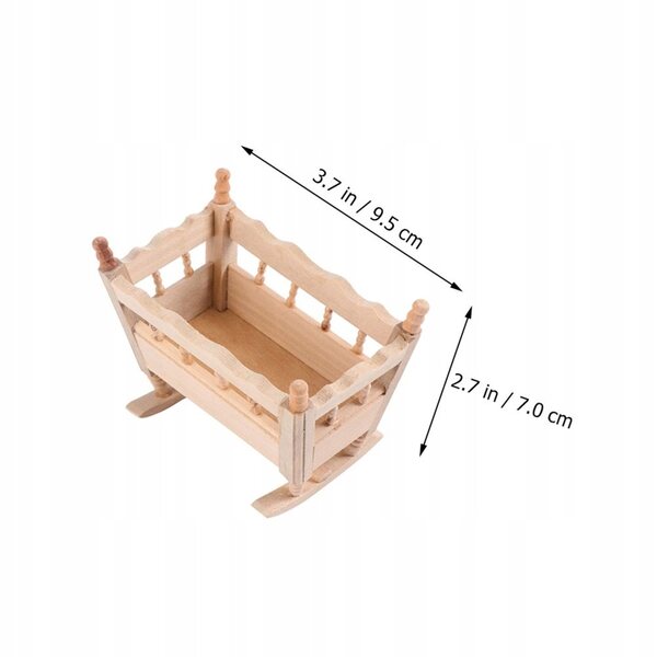Set 2 Mini Culle in Legno per Bambole Decorazione e Gioco Bambini