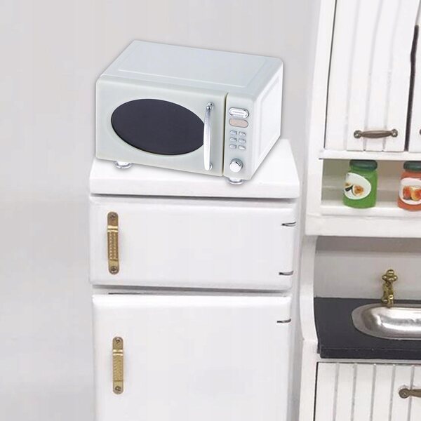 Mini cucina microonde per casa delle bambole 1:12 bianca, accessorio realistico