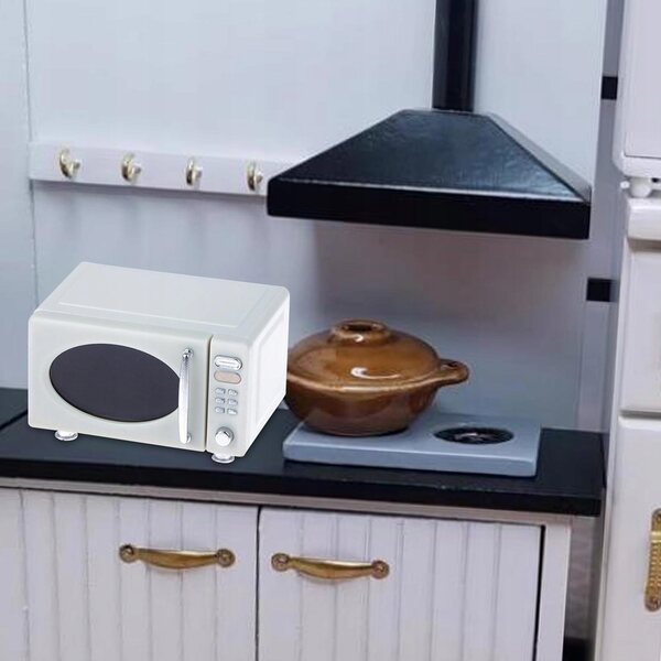 Mini cucina microonde per casa delle bambole 1:12 bianca, accessorio realistico