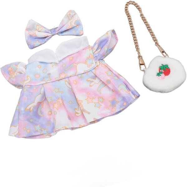 KKPLZZ Vestiti per Bambole in Peluche 20 cm in Cotone e Stoffa con Sacchetto Fragole