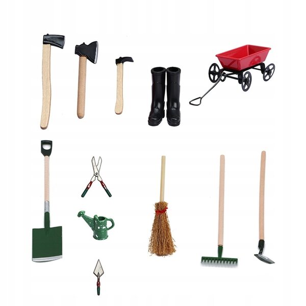 Buntes Mini-Gartengeräte-Set für Puppenhaus und Feengarten