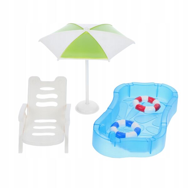 Miniatur-Strandmöbel-Set mit Pool- und Puppenhauszubehör