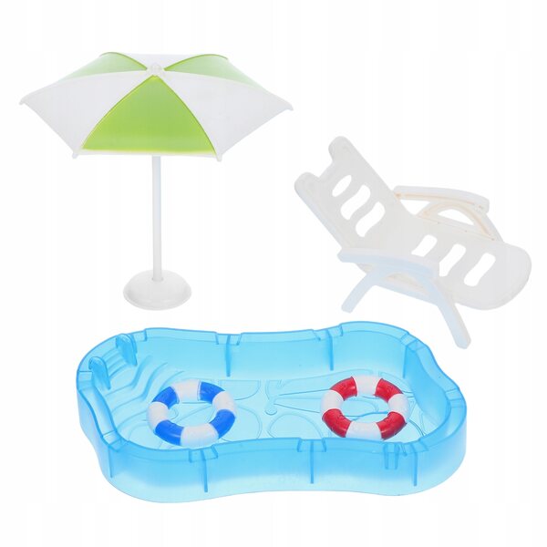 Miniatur-Strandmöbel-Set mit Pool- und Puppenhauszubehör