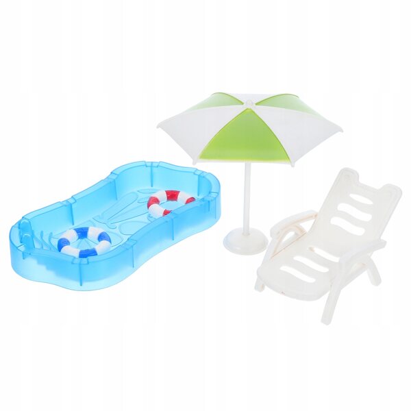 Miniatur-Strandmöbel-Set mit Pool- und Puppenhauszubehör