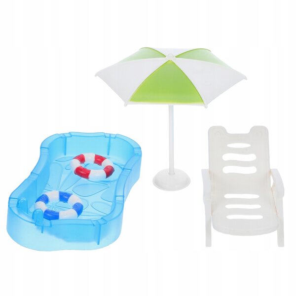 Miniatur-Strandmöbel-Set mit Pool- und Puppenhauszubehör