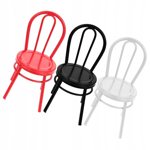 Set 3 Mini Sedie in Ferro per Case delle Bambole Decorazione Vintage