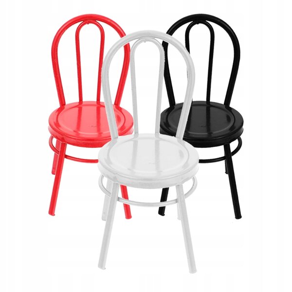 Set 3 Mini Sedie in Ferro per Case delle Bambole Decorazione Vintage