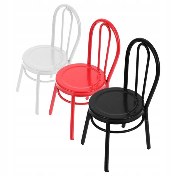 Set 3 Mini Sedie in Ferro per Case delle Bambole Decorazione Vintage