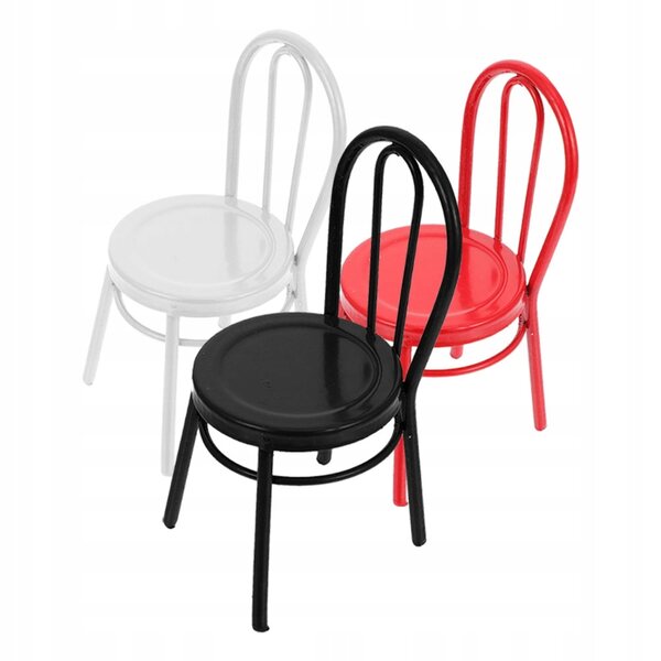 Set 3 Mini Sedie in Ferro per Case delle Bambole Decorazione Vintage
