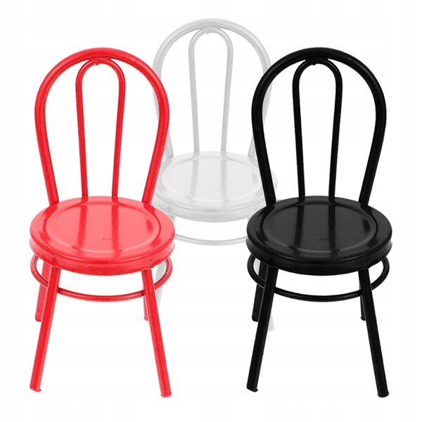 Set 3 Mini Sedie in Ferro per Case delle Bambole Decorazione Vintage