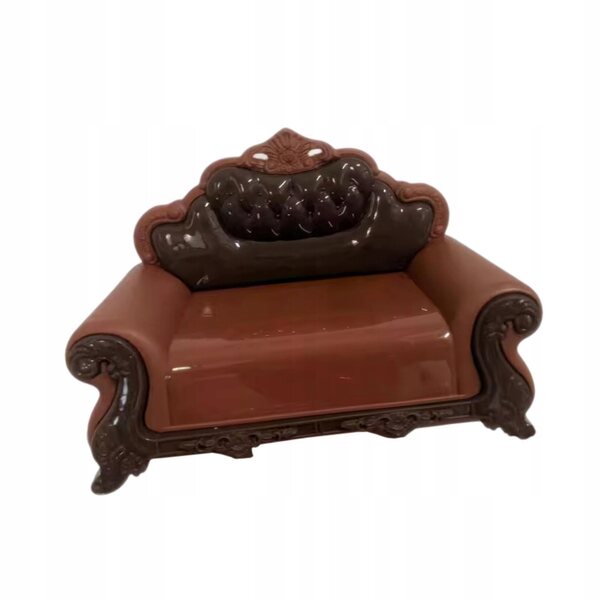 Europäisches Miniatursofa aus dunklem Holz für Puppenhaus 17,5x9x12,3 cm