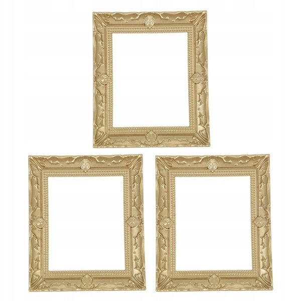 Miniature cornici vintage in resina dorata per case delle bambole - set da 3