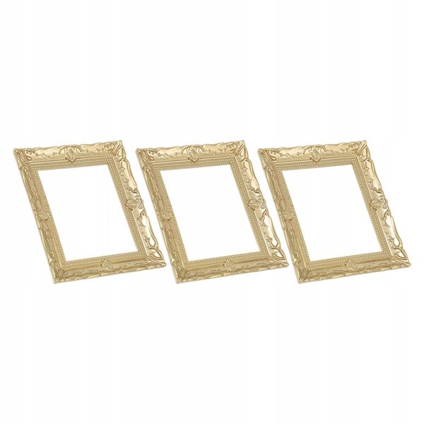 Miniature cornici vintage in resina dorata per case delle bambole - set da 3