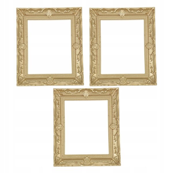 Miniature cornici vintage in resina dorata per case delle bambole - set da 3