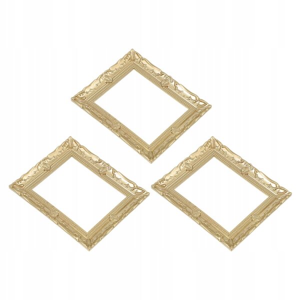 Miniature cornici vintage in resina dorata per case delle bambole - set da 3