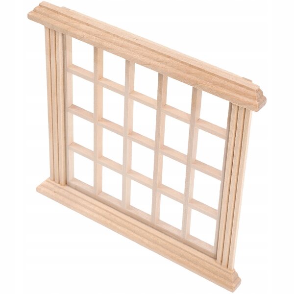 Mini finestra in legno per casetta delle bambole decorativa beige 14x13 cm