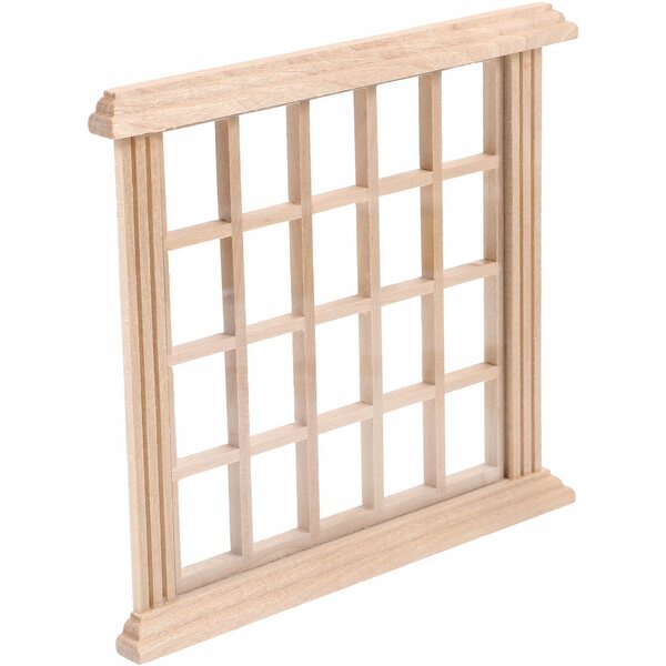 Mini finestra in legno per casetta delle bambole decorativa beige 14x13 cm