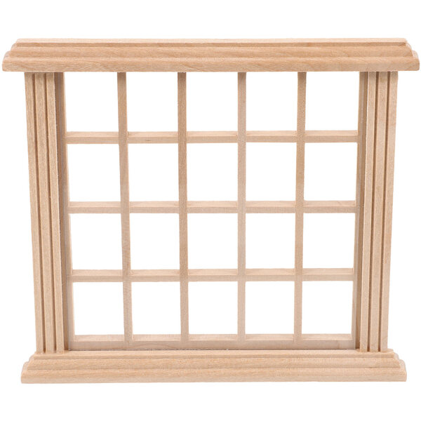 Mini finestra in legno per casetta delle bambole decorativa beige 14x13 cm