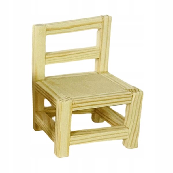 Miniatuur houten stoel 4x6cm voor een poppenhuis - decoratief meubilair