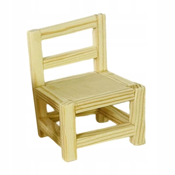 Miniatuur houten stoel 4x6cm voor een poppenhuis - decoratief meubilair