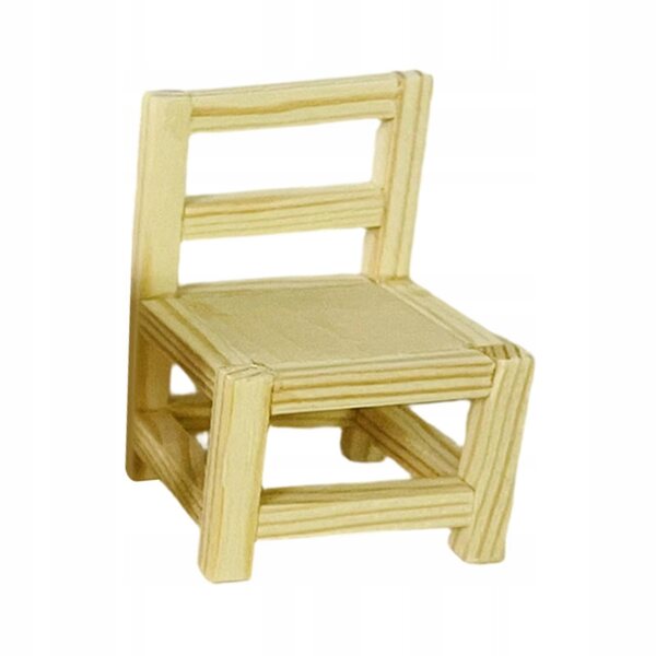 Miniatuur houten stoel 4x6cm voor een poppenhuis - decoratief meubilair