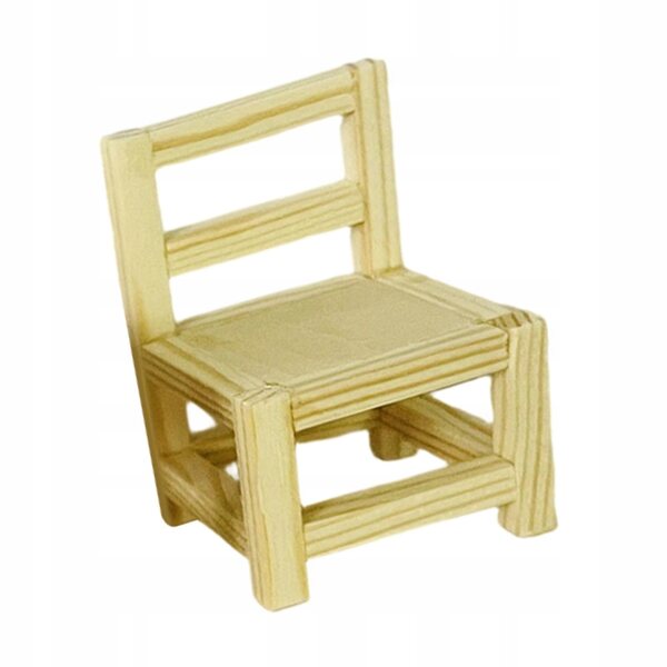 Miniatuur houten stoel 4x6cm voor een poppenhuis - decoratief meubilair