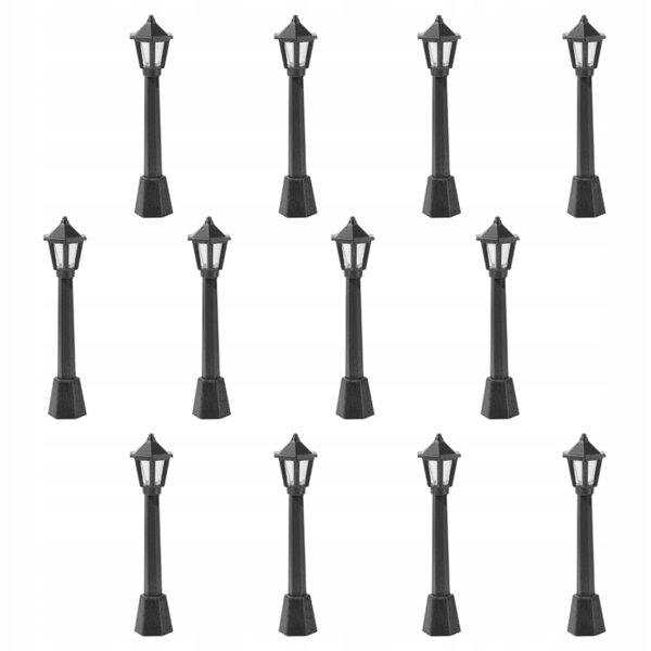 12 SZTUK KREATYWNA MINIATUROWA LATARNIA ULICZNA CZARNA PLASTIKOWA