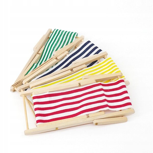 Set miniatura mobili in legno con poltrone e tavolino pieghevole blu per bambini