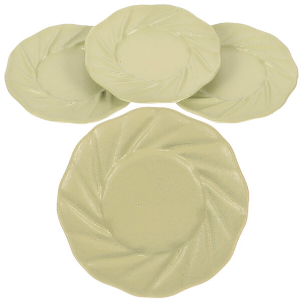 Lot de 4 mini assiettes en plastique vert pour maisons de poupées, accessoires déco
