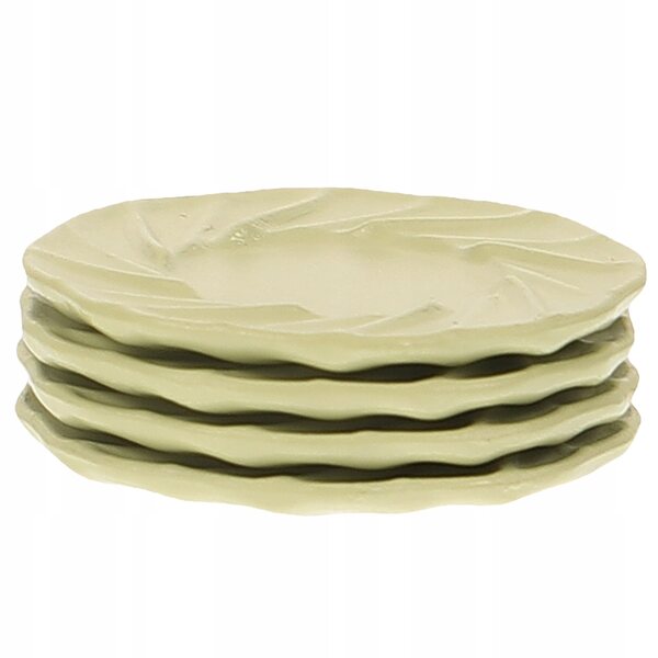 Set 4 mini piatti verdi in plastica per casa delle bambole, accessori decorativi