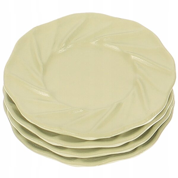 Set 4 mini piatti verdi in plastica per casa delle bambole, accessori decorativi