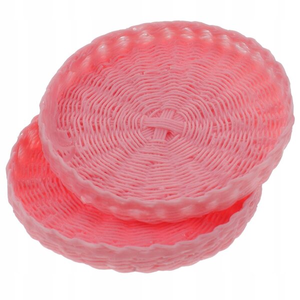 Set 2 Miniature Tavolette Intrecciate in Resina Rosa per Casa delle Bambole