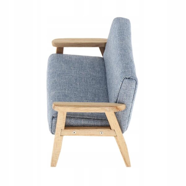 Miniatura sofà 1:12 per casa delle bambole Love Seat blu in tessuto e legno