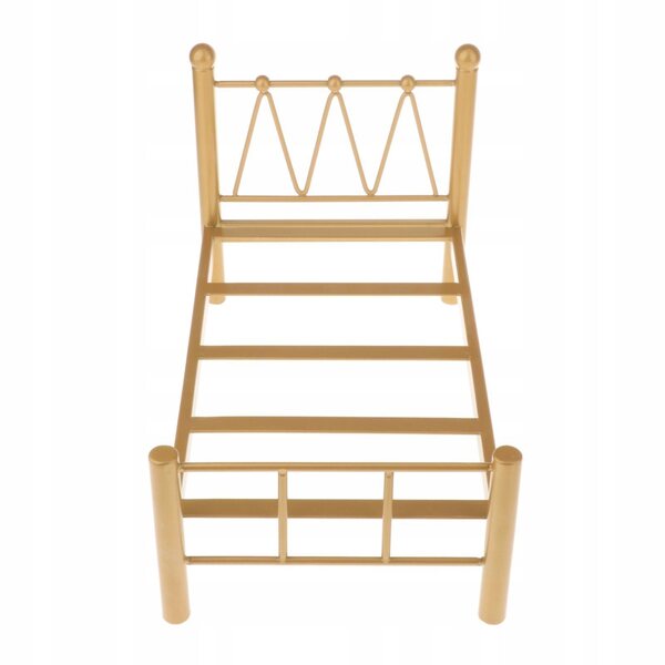 Set Miniature Mobili Camera da Letto per Bambole 1:16 Letto Singolo Metallo Oro