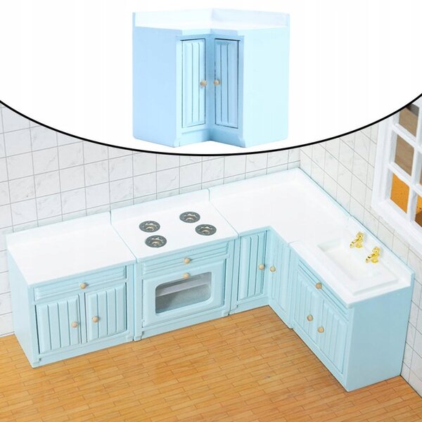 Drewniany 1/12 Dollhouse Miniaturowe Mini Meble Kuchenne Malutka szafka narożna