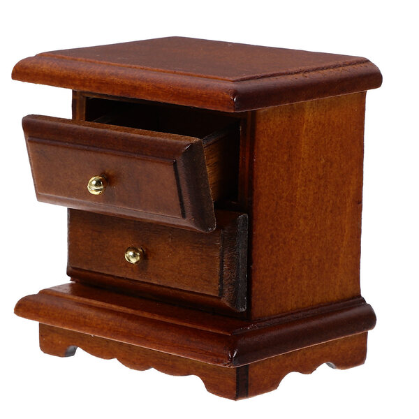 Miniatura in Legno Stolik Notturno per Casa delle Bambole, Design Elegante