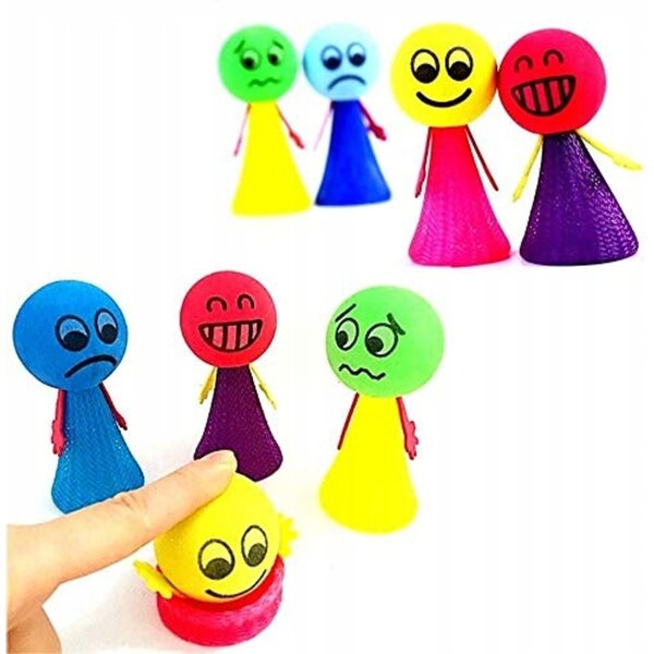 Set di 8 Piccole Bambole Emoticon in Legno per Bambini, Gioco di Salto Sicuro