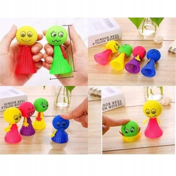 Set di 8 Piccole Bambole Emoticon in Legno per Bambini, Gioco di Salto Sicuro