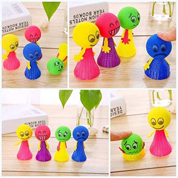 Set di 8 Piccole Bambole Emoticon in Legno per Bambini, Gioco di Salto Sicuro