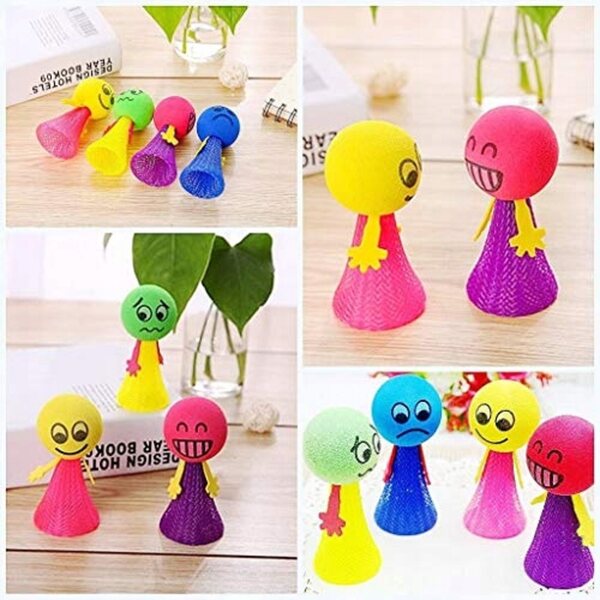 Set di 8 Piccole Bambole Emoticon in Legno per Bambini, Gioco di Salto Sicuro